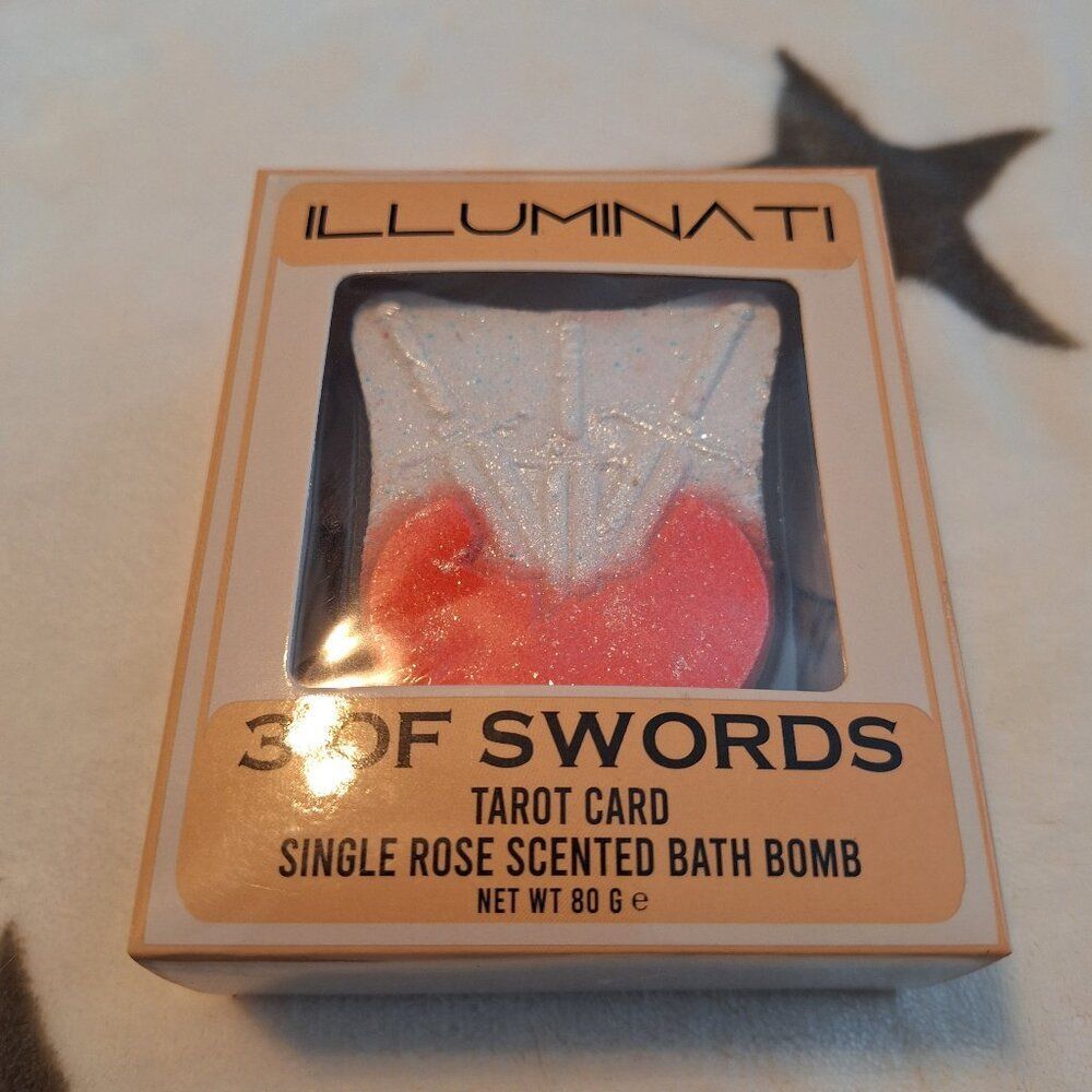 ILLUMINATI "3 of Swords" Tarot Card Single Rose Scented Bath Bomb